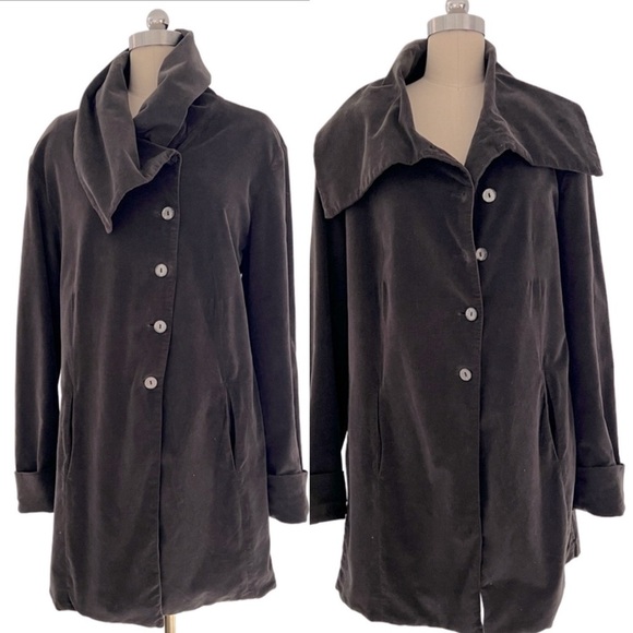 Elemente Clemente Cotton Blend Jacket Velvet Art To Wear Asymmetrical Coat  4 XL - Picture 1 of 16